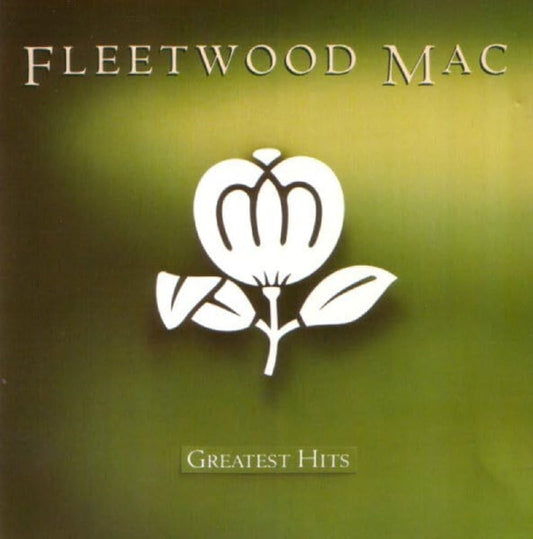 Fleetwood Mac album cover with a white flower logo on a green background