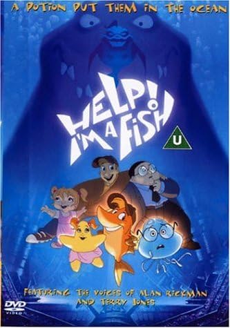 DVD cover of 'Help! I'm a Fish' with animated characters and blue background