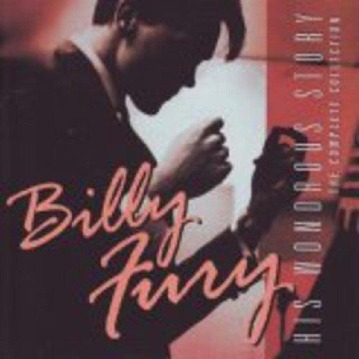 Album cover with a person holding a guitar and the text 'Billy Fury' on a red background.