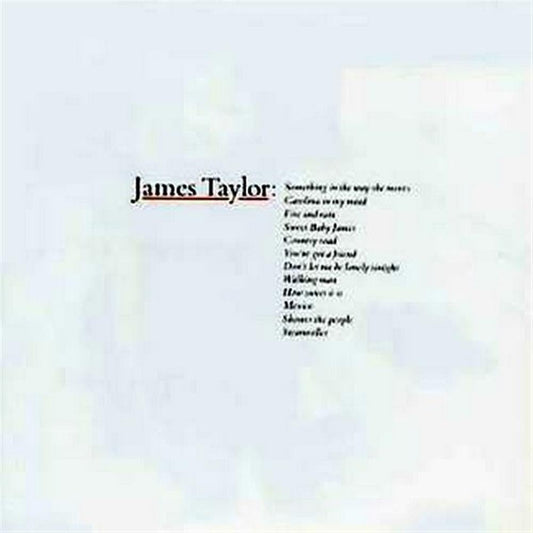 Album cover with 'James Taylor' and list of song titles on a light background