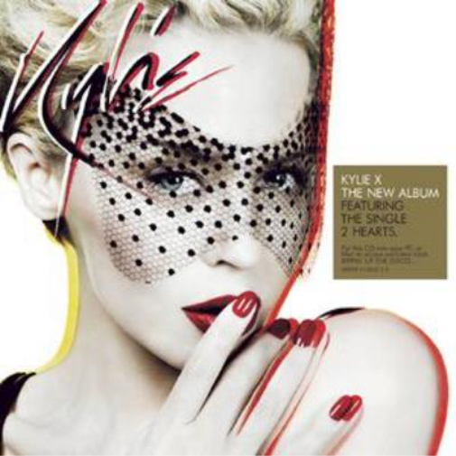 CD cover art featuring a close-up portrait of Kylie Minogue with a patterned background, prominently displaying her new album 'The Singles' along with the tracklisting.