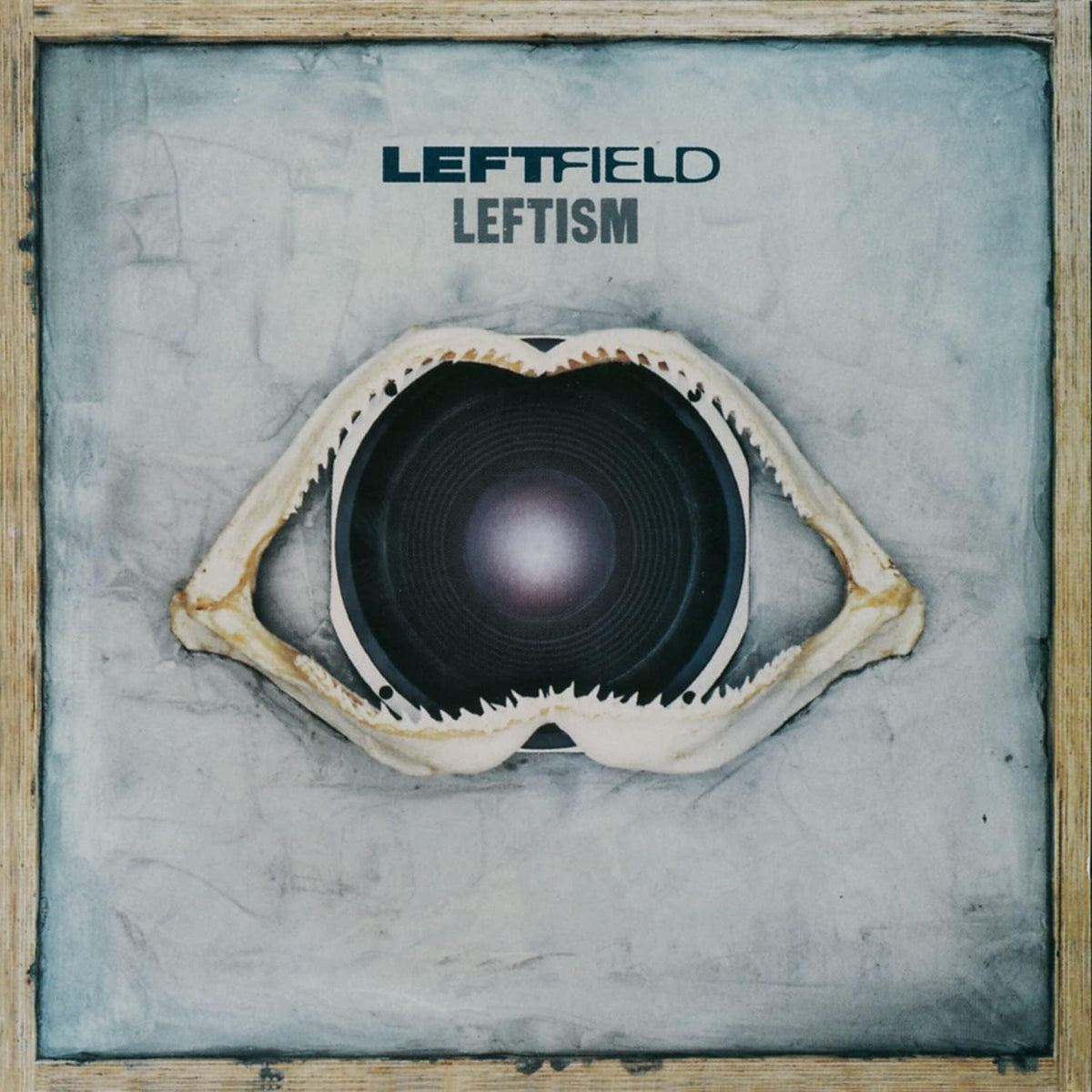 Album cover for 'LEFTISM' by LEFTFIELD with a stylized eye design.