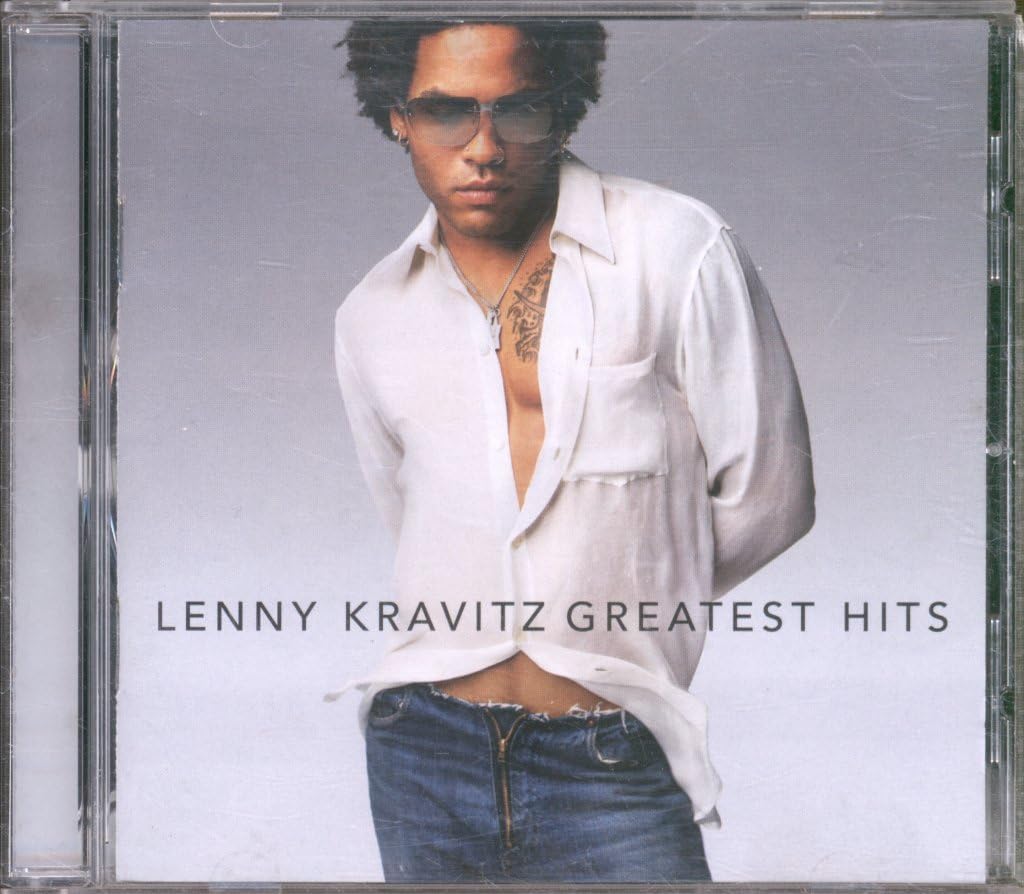 CD cover of 'Lenny Kravitz Greatest Hits' featuring a person wearing sunglasses and an open white shirt.
