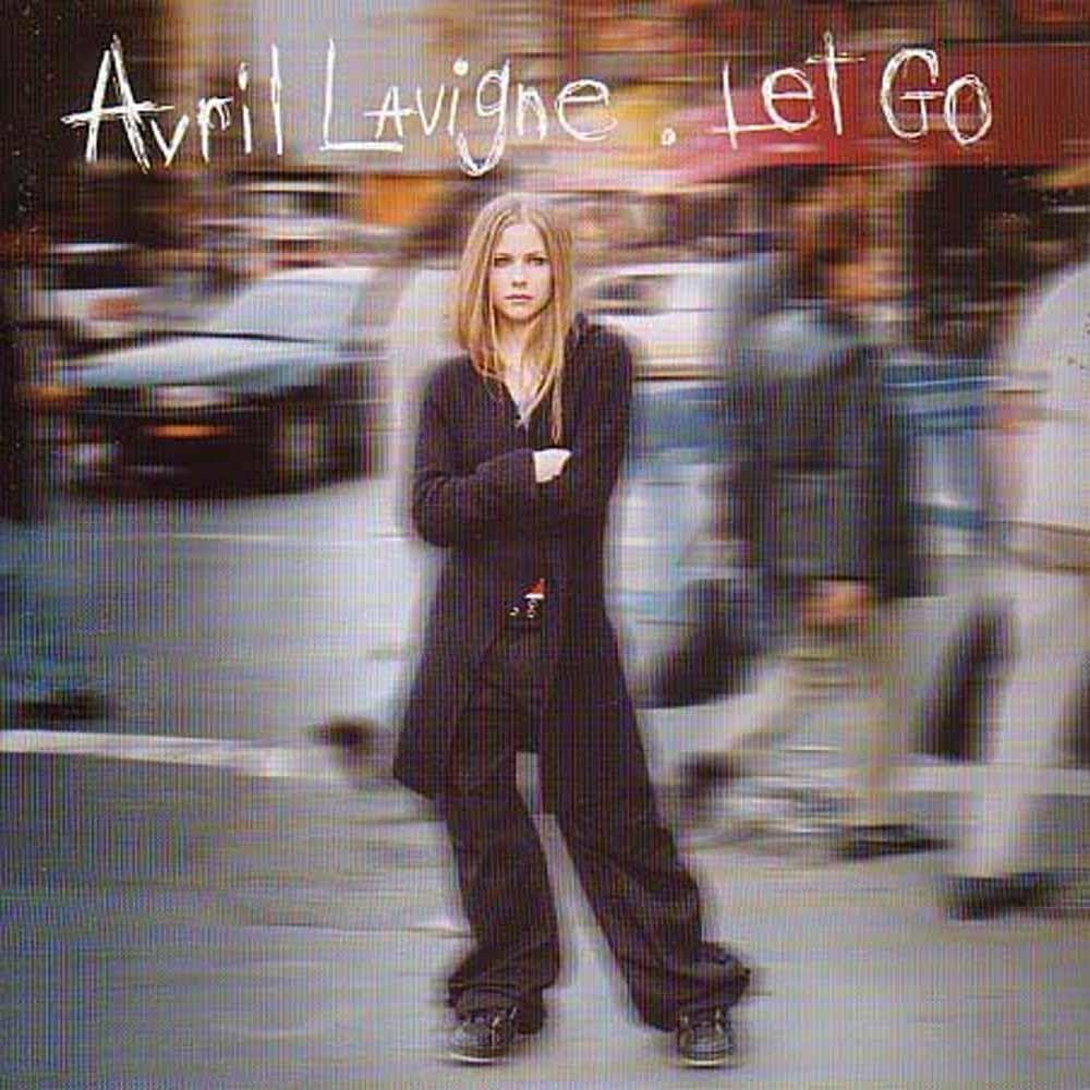 Album cover with a person standing on a street, featuring the text 'Avril Lavigne - Let Go'.