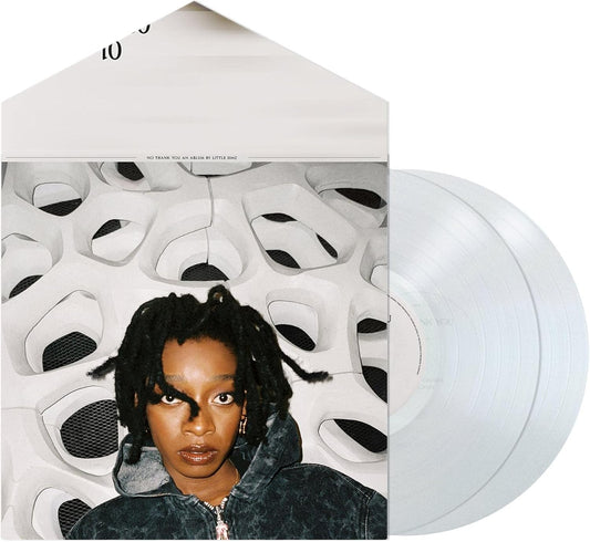 Vinyl record with a person and abstract design on the cover