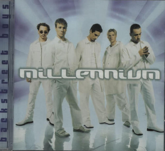 Album cover with five individuals in white outfits against a gradient background, featuring the word 'Millennium'.