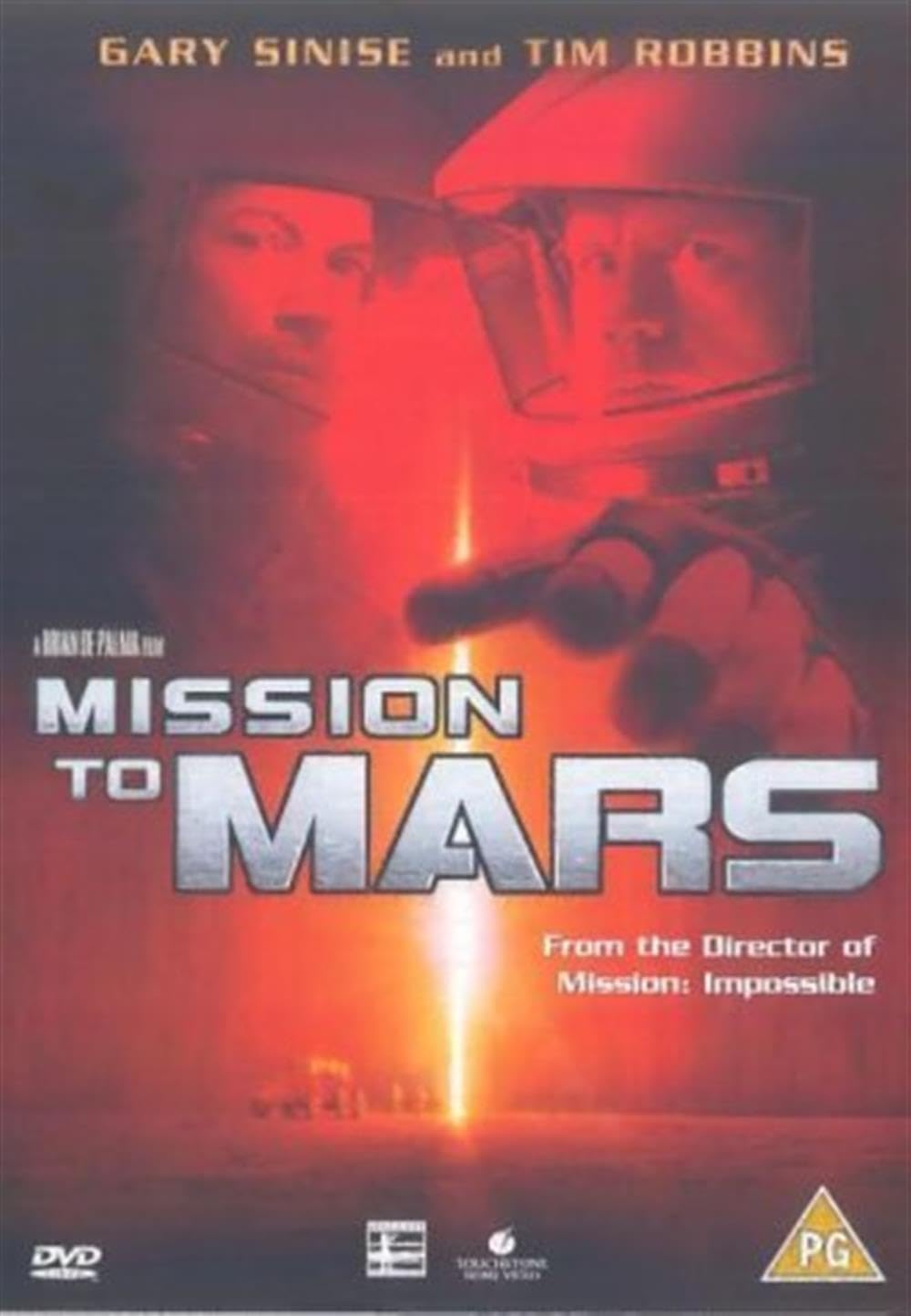 Movie poster for 'Mission to Mars' featuring a space suit and red background.