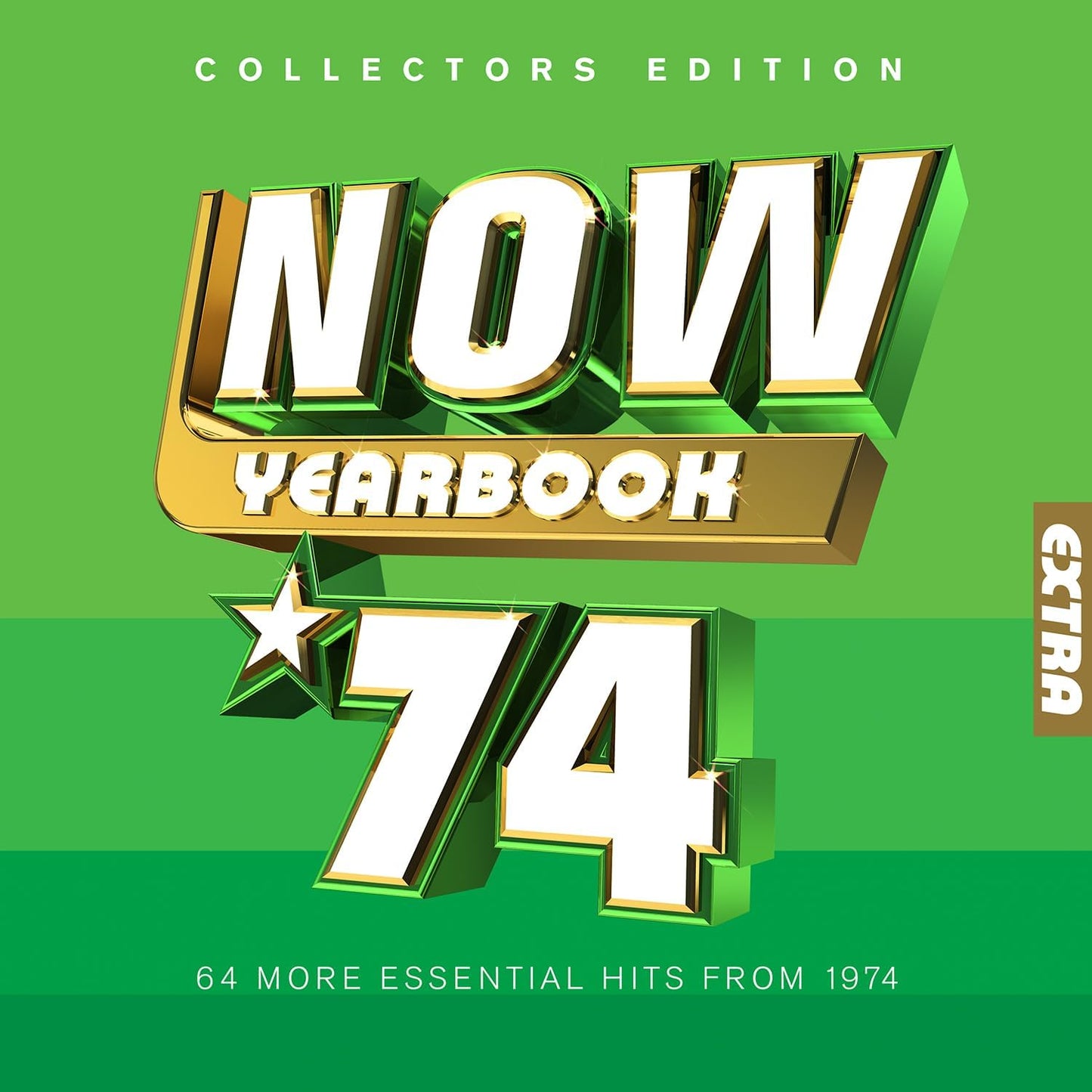 NOW Yearbook Extra 1974 CD cover featuring text and graphics indicating a collection of essential hits from 1974.