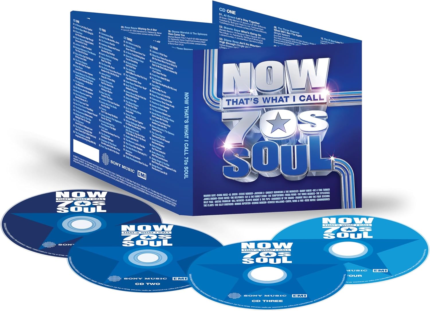 CD set with 'Now That's What I Call 70s Soul' packaging on a white background