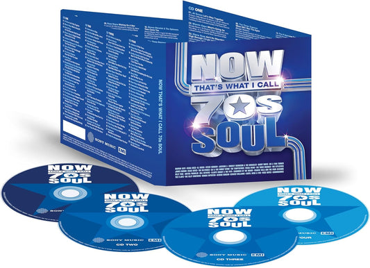 CD set with 'Now That's What I Call 70s Soul' packaging on a white background