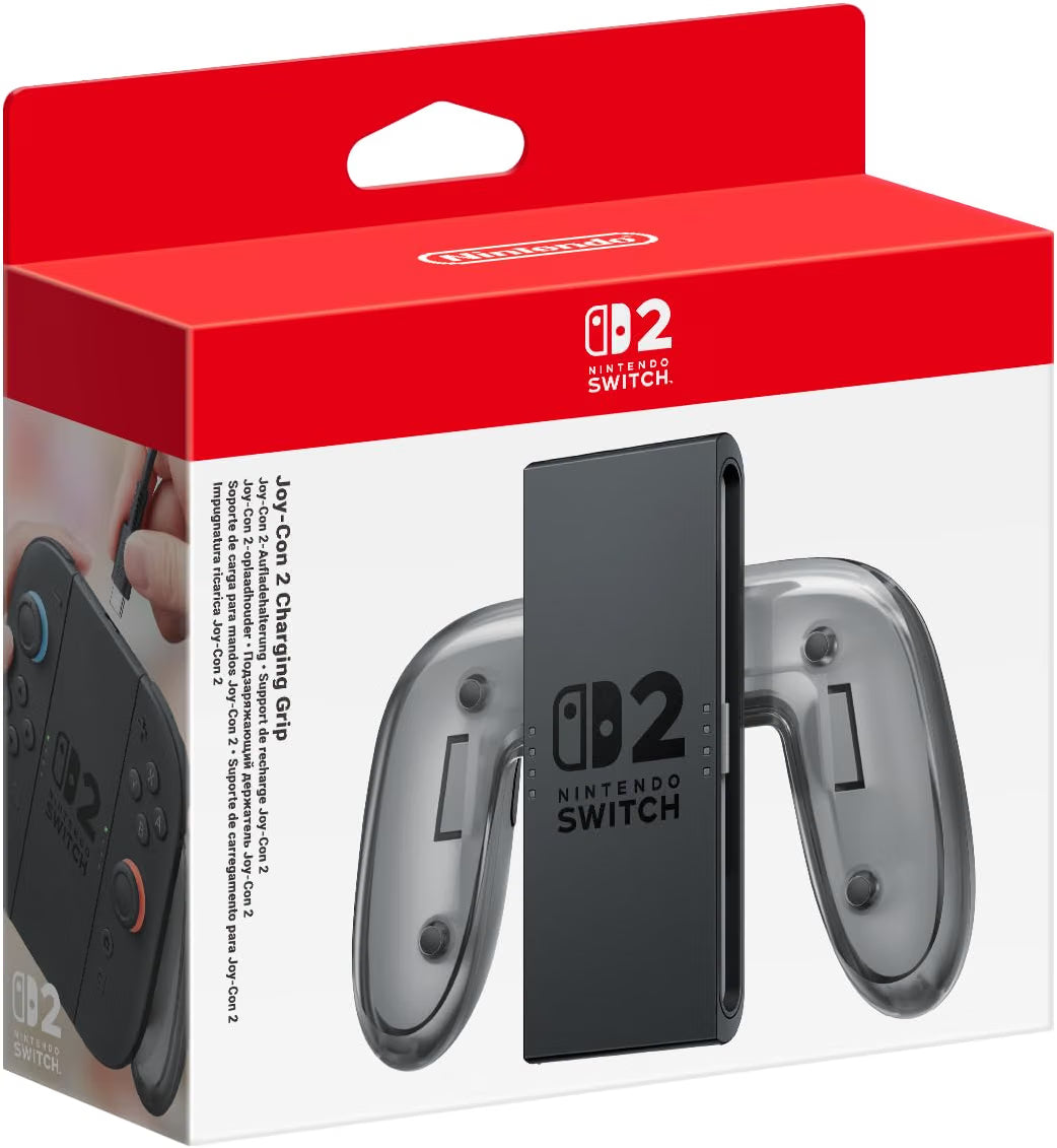 Packaging of Nintendo Switch Joy-Con charging grip with red top and white bottom
