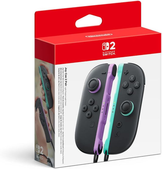 Packaging of Nintendo Switch Joy-Con controllers with colorful grips on a white background