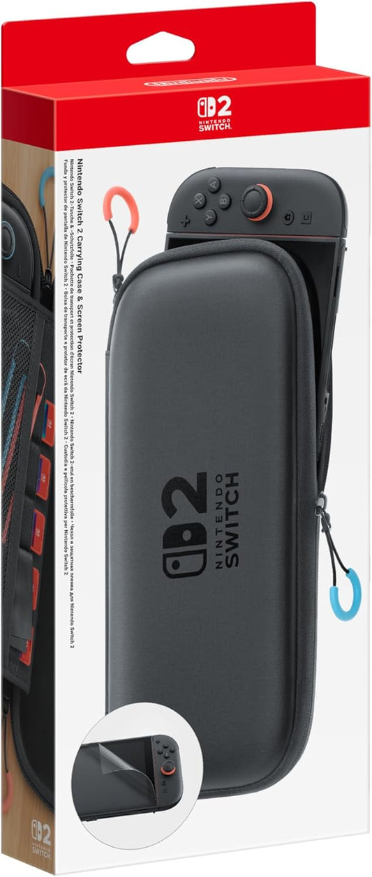 Black carrying case for Nintendo Switch with red and white packaging