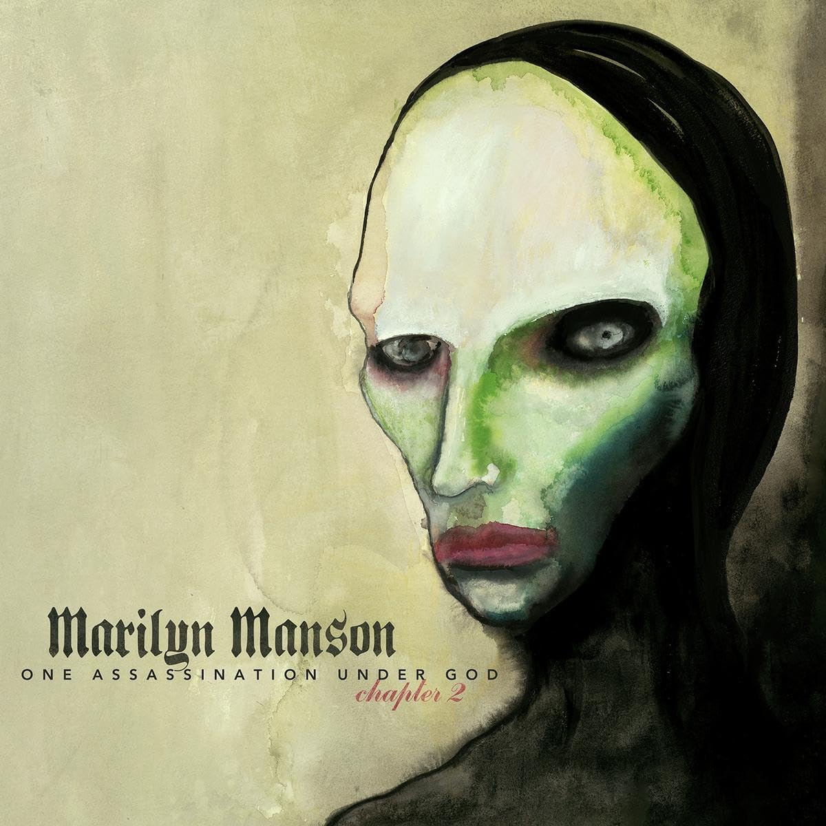Album cover with artistic depiction of a face and text 'Marilyn Manson One Assassination Under God chapter 2'.