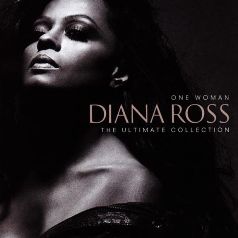 Album cover featuring a black and white portrait of a woman with text 'One Woman Diana Ross The Ultimate Collection'.