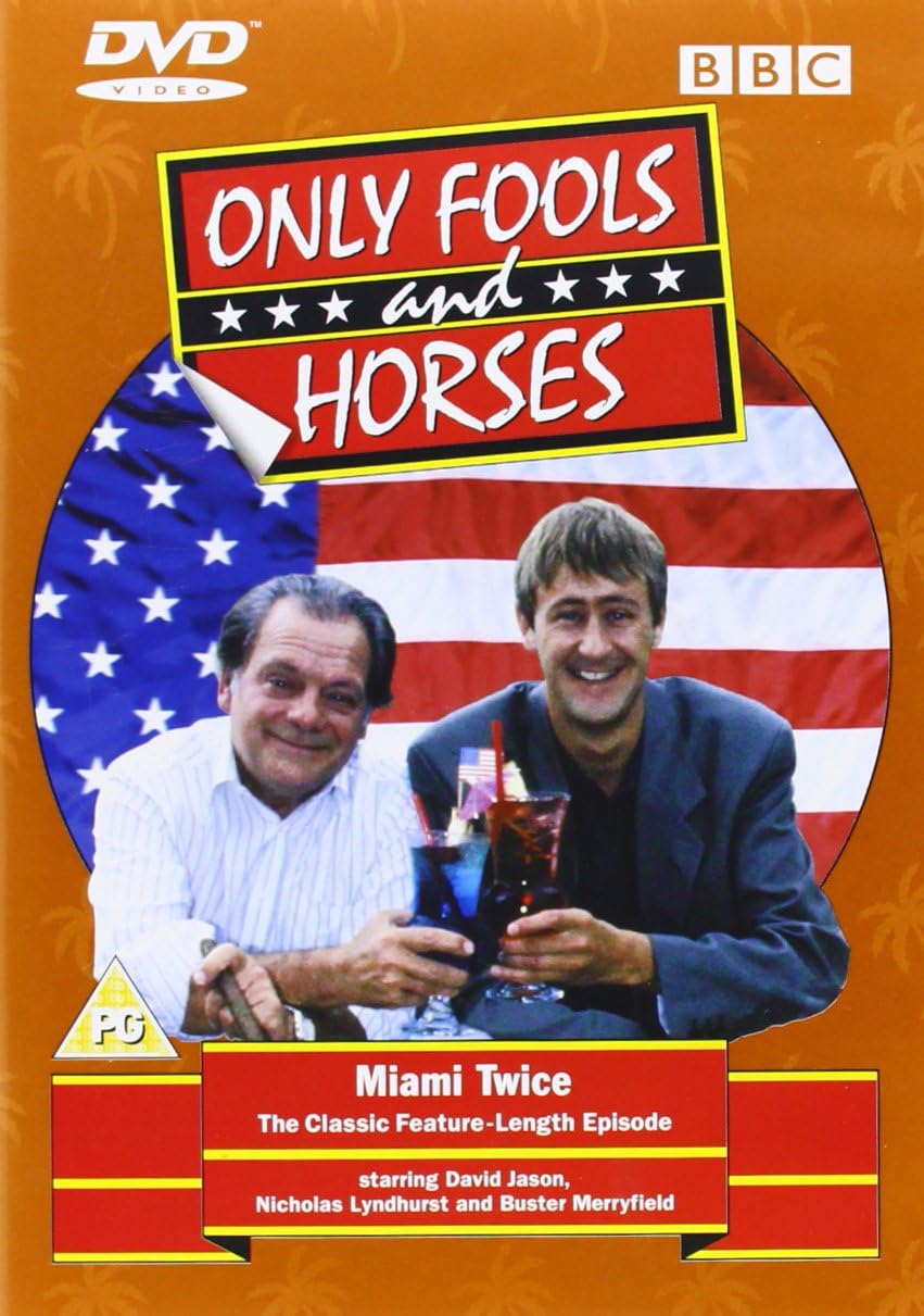 DVD cover of 'Only Fools and Horses' featuring two men against an American flag background.