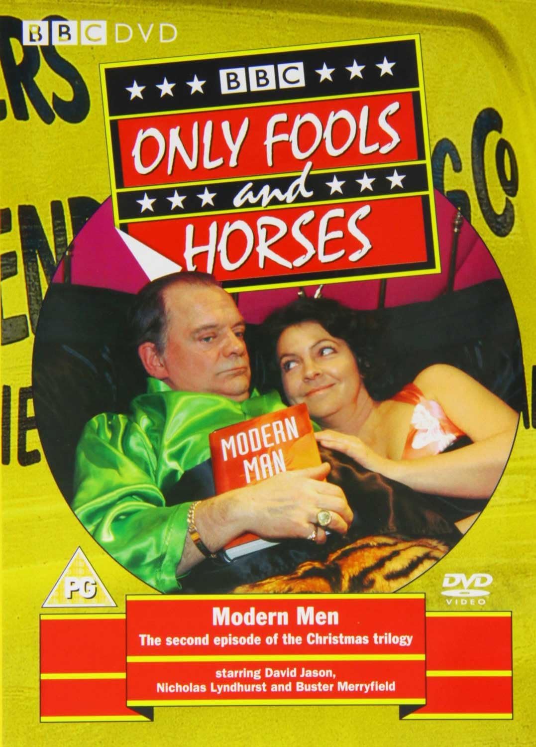 DVD cover of 'Only Fools and Horses' featuring two characters holding a sign.