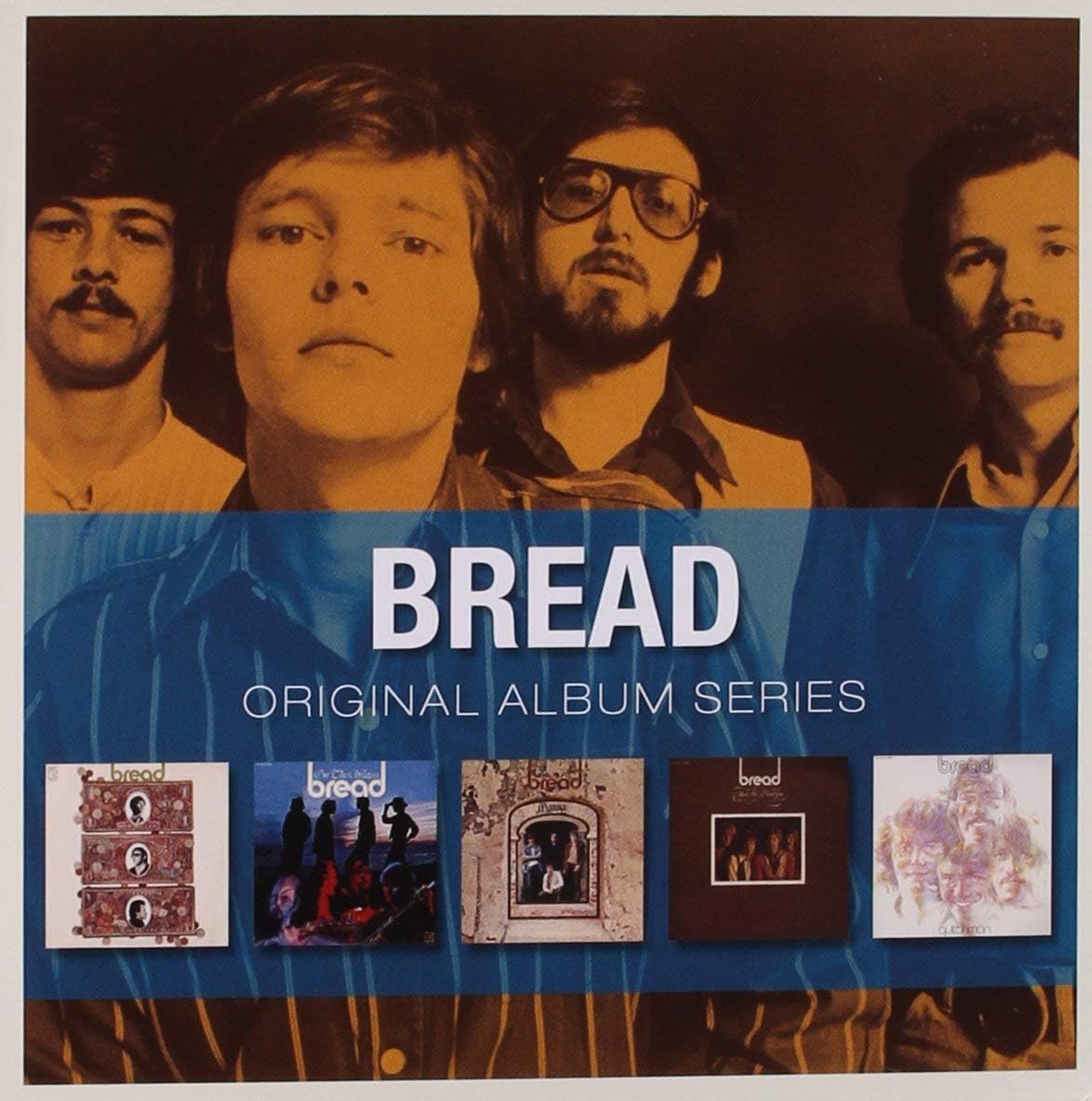 Album cover for 'Bread Original Album Series' featuring band members and their discography.