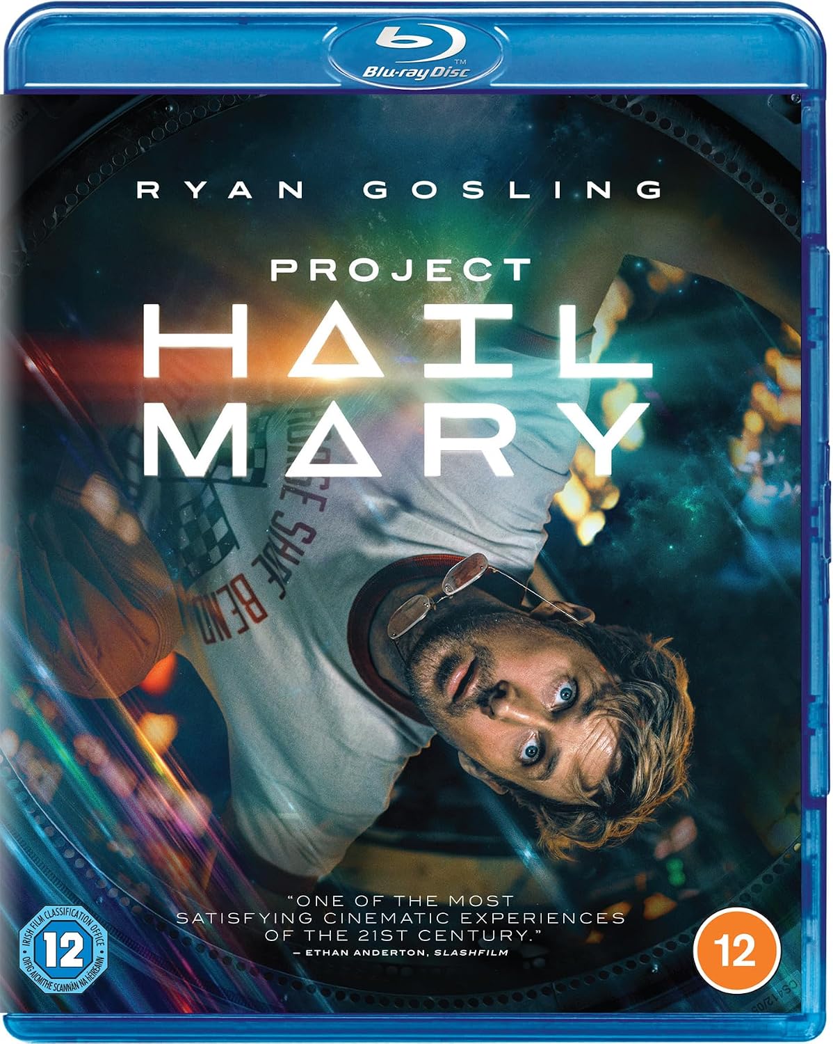 Blu-ray cover of 'Project Hail Mary' with Ryan Gosling and space-themed design.