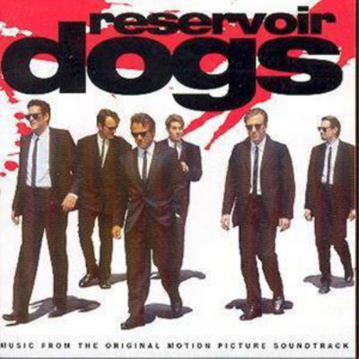 CD cover for 'Reservoir Dogs' featuring images of the main characters in the movie with a red and black color scheme.