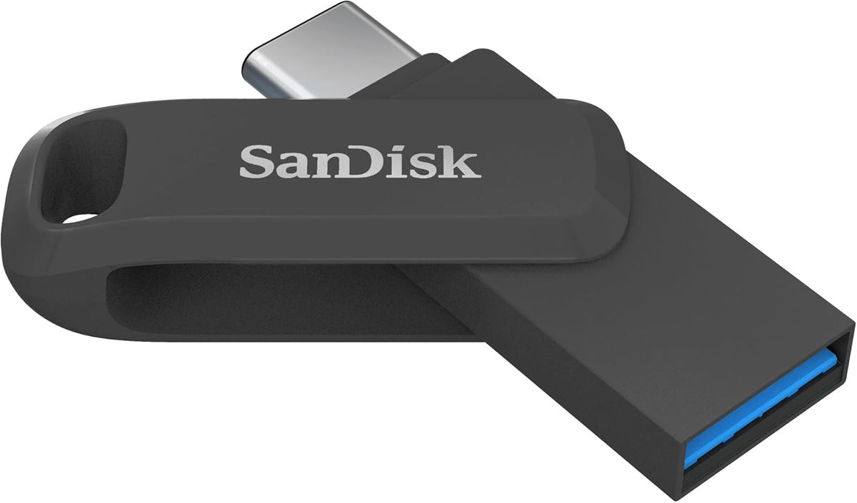 SanDisk USB flash drive with Type-C connector on a white background