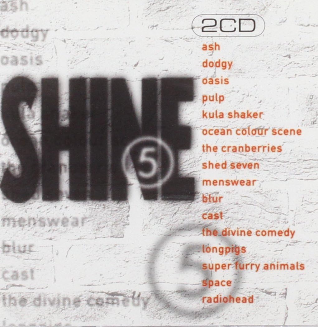 Album cover for 'SHINE 5' featuring a list of artists on a textured background.