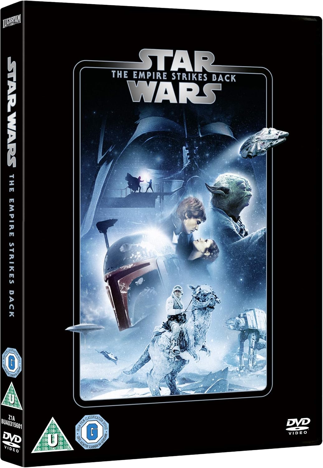 Star Wars: The Empire Strikes Back DVD box set shown at a slight angle, featuring the black spine and front cover with the movie artwork in blue, white, and gray tones.