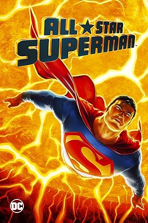 Superman in a dynamic pose with a bright yellow background, featuring the DC Comics logo.