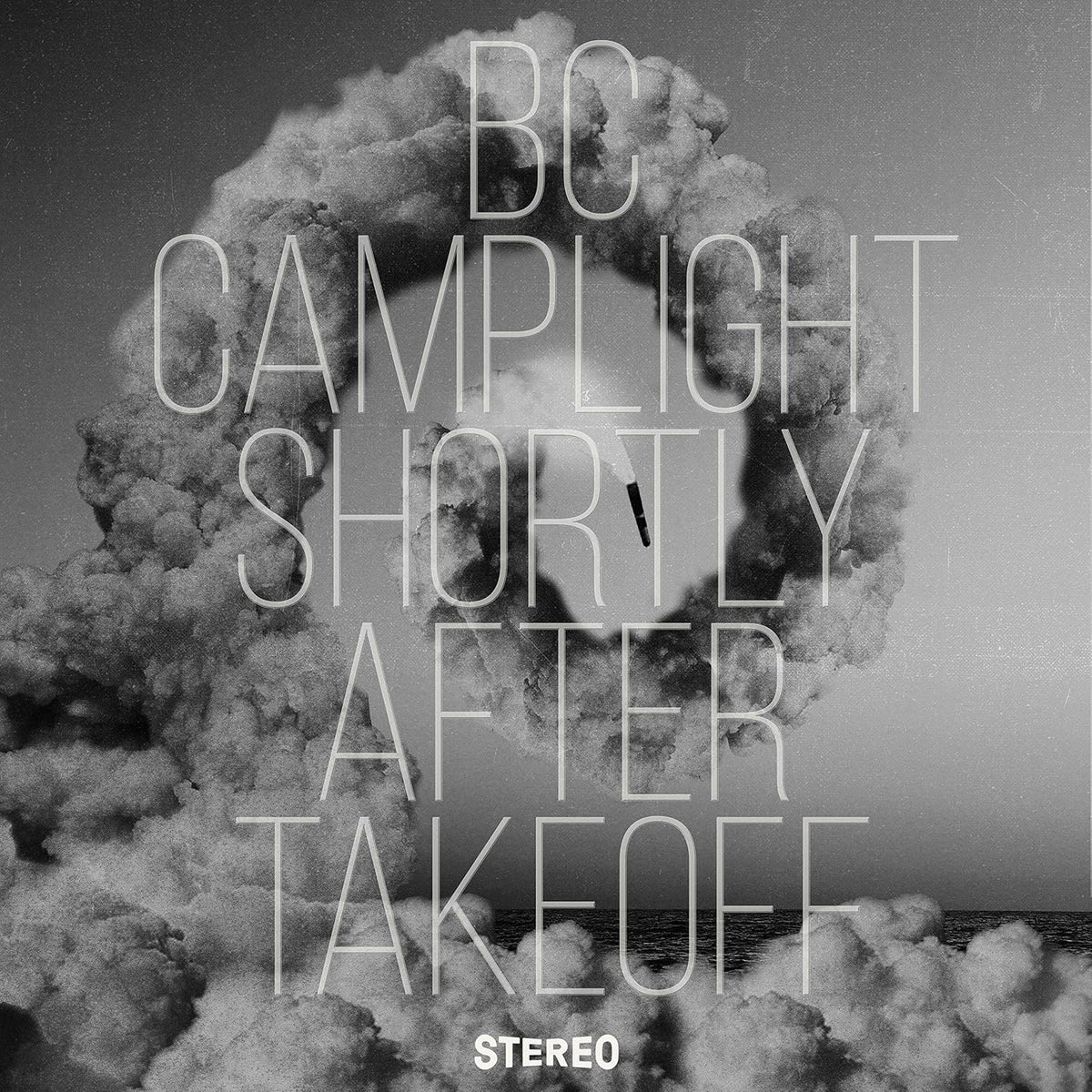 Album cover with text 'BO CAMPLIGHT SHORTLY AFTER TAKEOFF' and 'STEREO' on a cloud-like background.