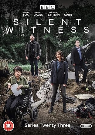 DVD cover for 'Silent Witness - Series 23' featuring three characters standing near a crashed airplane, with a disabled woman in a wheelchair among them.
