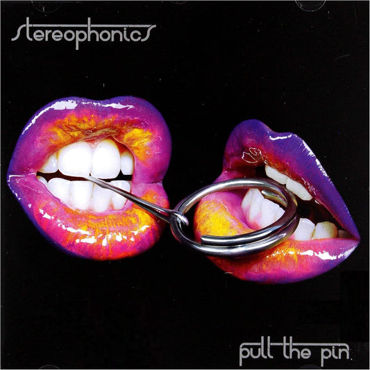 Album cover with colorful lips and a ring, featuring the band Stereophonics and album title 'Pull the Pin'.