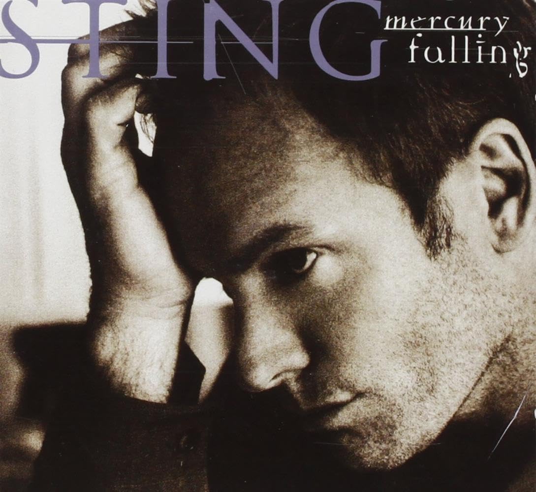 Album cover with a close-up of a person's face and the title 'Mercury Falling' by Sting.