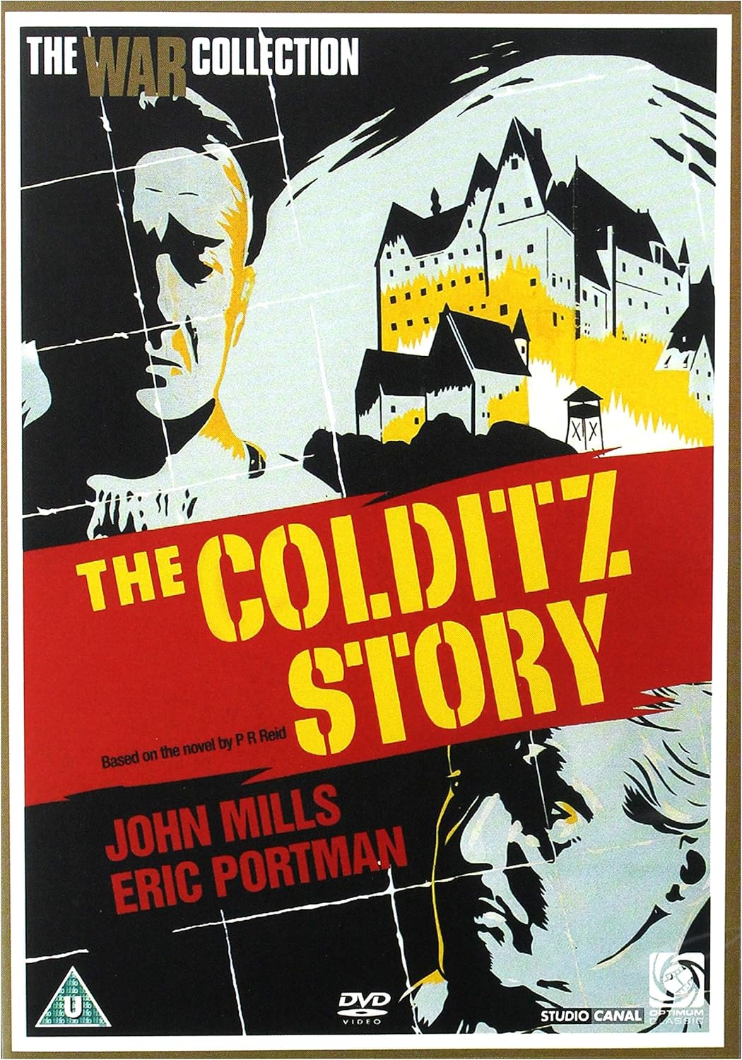 DVD cover of 'The Colditz Story' with a stylized illustration of a castle and soldiers.