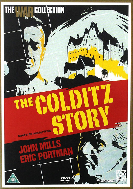 DVD cover of 'The Colditz Story' with a stylized illustration of a castle and soldiers.