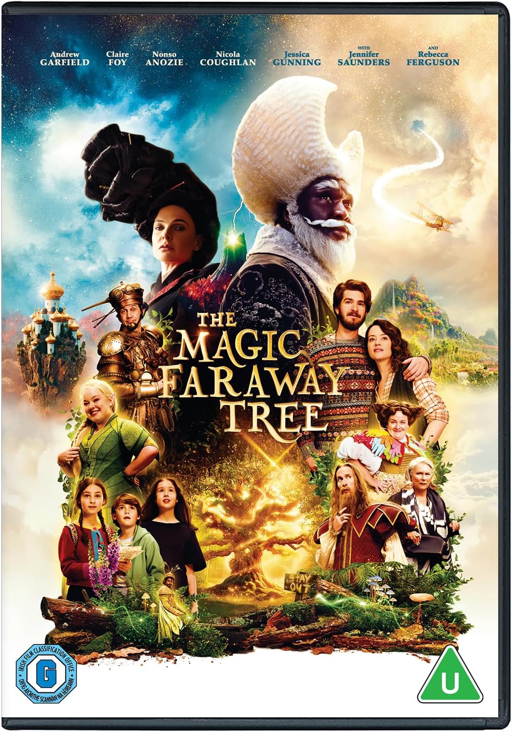 The Magic Faraway Tree movie poster cover art, featuring multiple cast members in fantasy costumes against a colorful illustrated background with the title in large gold letters and age rating badges at the bottom.