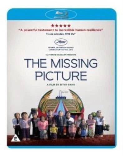 Blu-ray cover of the documentary film 'The Missing Picture' starring Steve Mann, featuring a blue border and a group of people standing in front of a circus tent.
