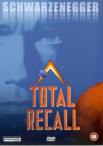 DVD cover of 'Total Recall' featuring Arnold Schwarzenegger against a blue background.