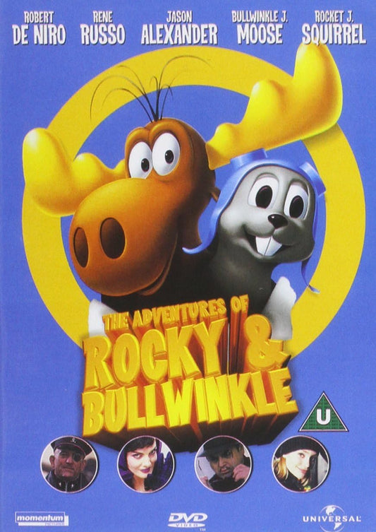 DVD cover of 'The Adventures of Rocky & Bullwinkle' with cartoon characters and movie title.