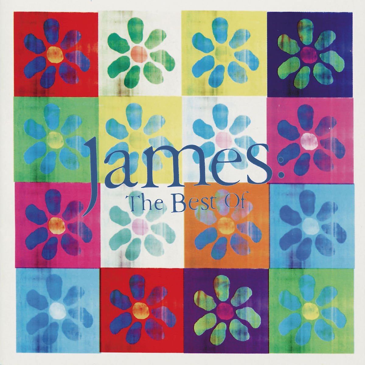 Album cover with colorful flower patterns and 'James' text on a grid background