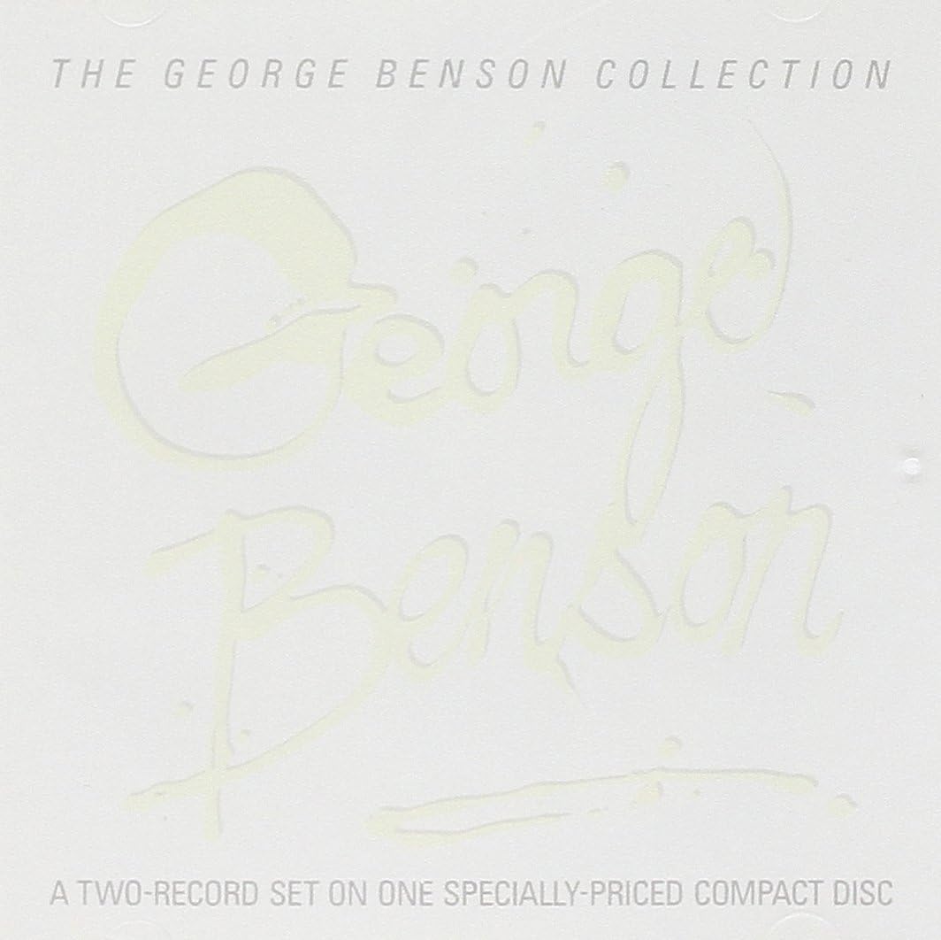 The George Benson Collection compact disc cover featuring a pale cream background with a faint embossed or printed signature of George Benson and gray text at the top and bottom.