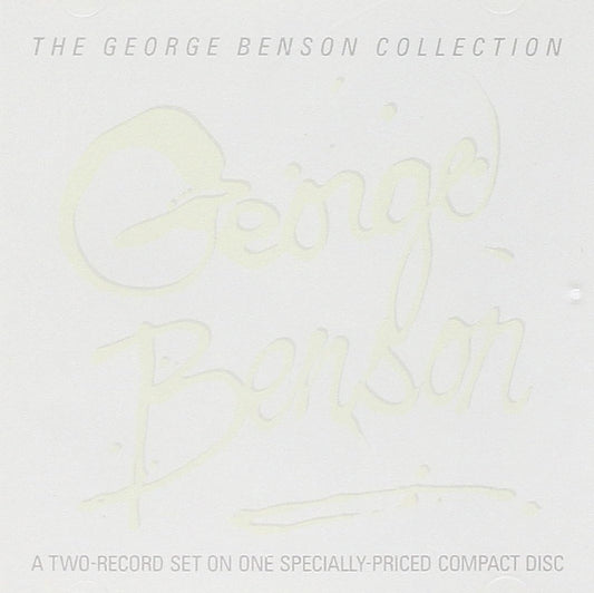 The George Benson Collection compact disc cover featuring a pale cream background with a faint embossed or printed signature of George Benson and gray text at the top and bottom.