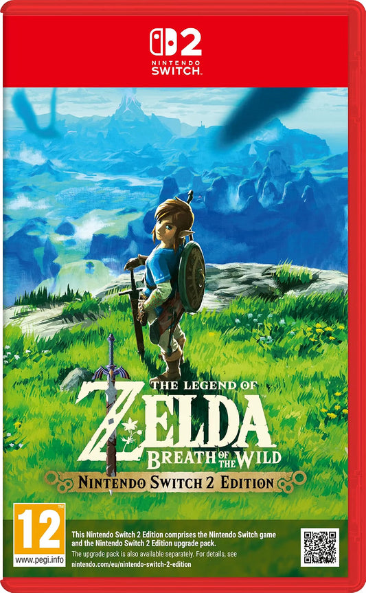 Nintendo Switch game cover for 'The Legend of Zelda: Breath of the Wild' with a character in a grassy field.