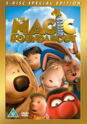 Front cover of 'The Magic Roundabout' 2-Disc Special Edition DVD, featuring colorful cartoon characters against a blue sky background with a gold border.