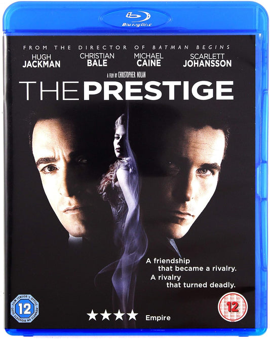 Blu-ray cover of 'The Prestige' with actor names and a dark background