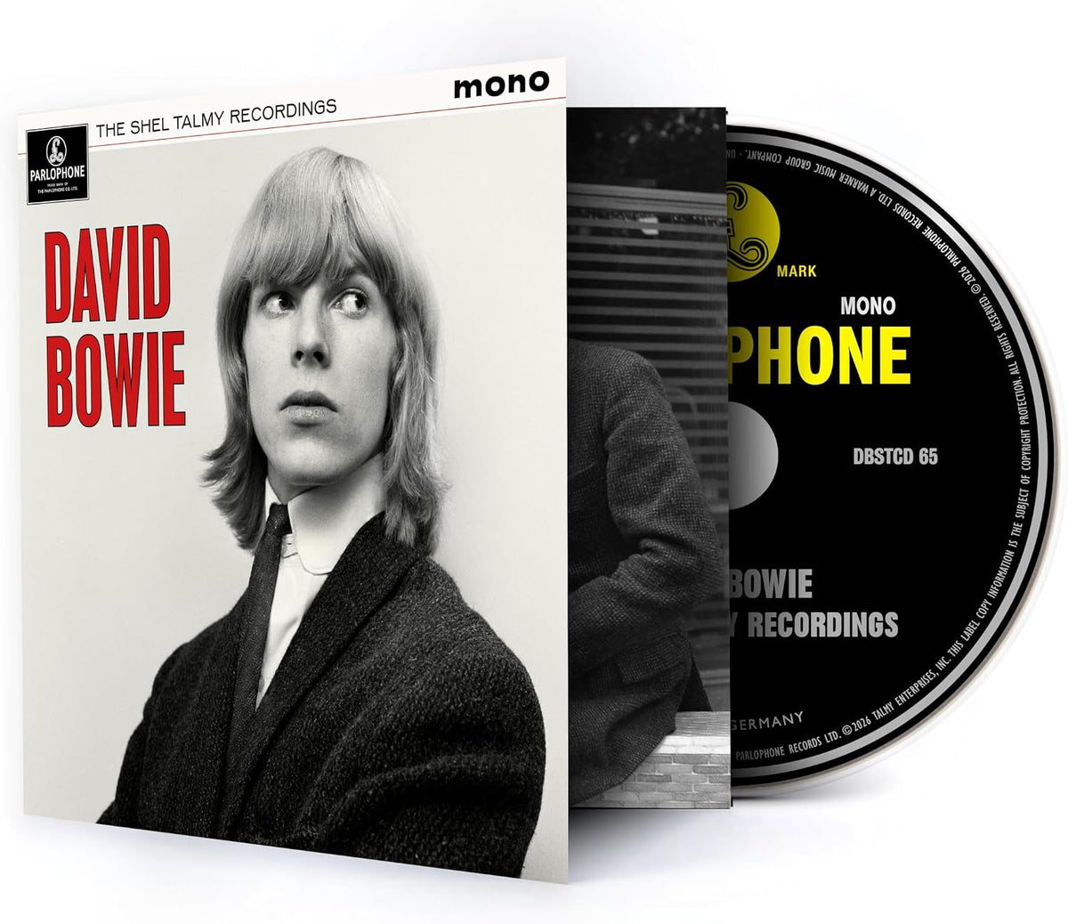 David Bowie 'Phone' vinyl record album with the front cover, inner sleeve, and CD disc shown on a clean white background.