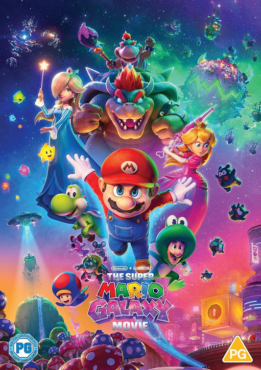 Promotional poster for 'The Super Mario Galaxy Movie' featuring characters from the game.