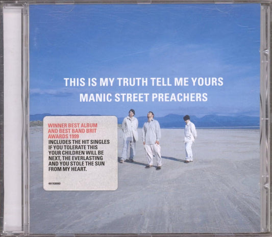 CD cover of 'This Is My Truth Tell Me Yours' by Manic Street Preachers with four band members on a desert landscape.