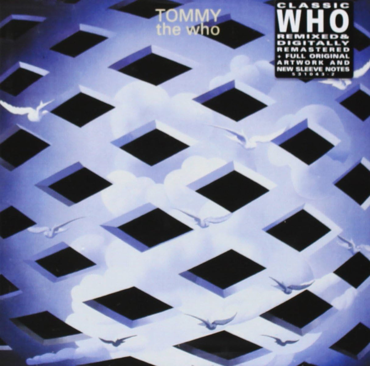 Album cover with geometric pattern and text 'Tommy' by The Who