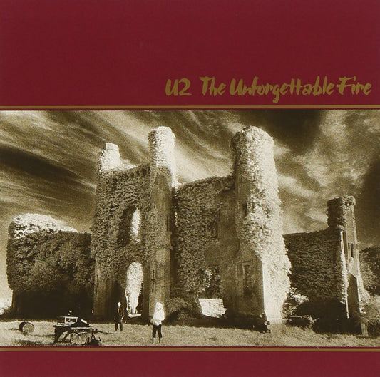 Audio CD cover for U2 The Unforgettable Fire featuring a black and white image of a castle.