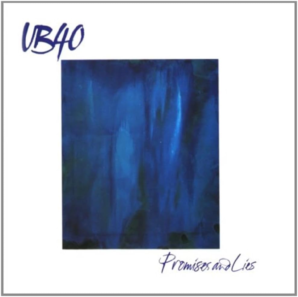 Album cover with blue abstract design and 'UB40' and 'Promises and Lies' text.